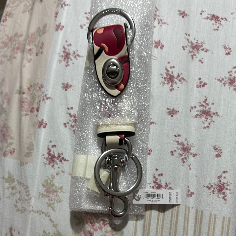 Coach Red and Cream Key Holder